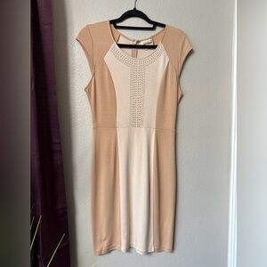 #702 Ambar Nude/beige embellished midi dress size small